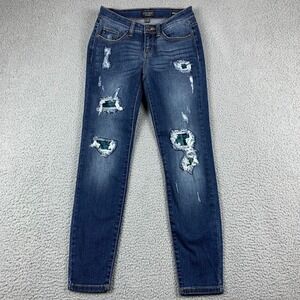 Judy Blue Jeans Womens 5/27 (Fits 26x27.5) Blue Distressed Blackwatch Skinny Fit